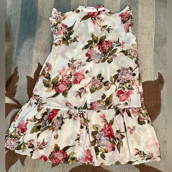 Julia Jordan Flutter Sleeves Pintucked Button Front Whimsical Floral Shift Dress - Picture 6 of 9